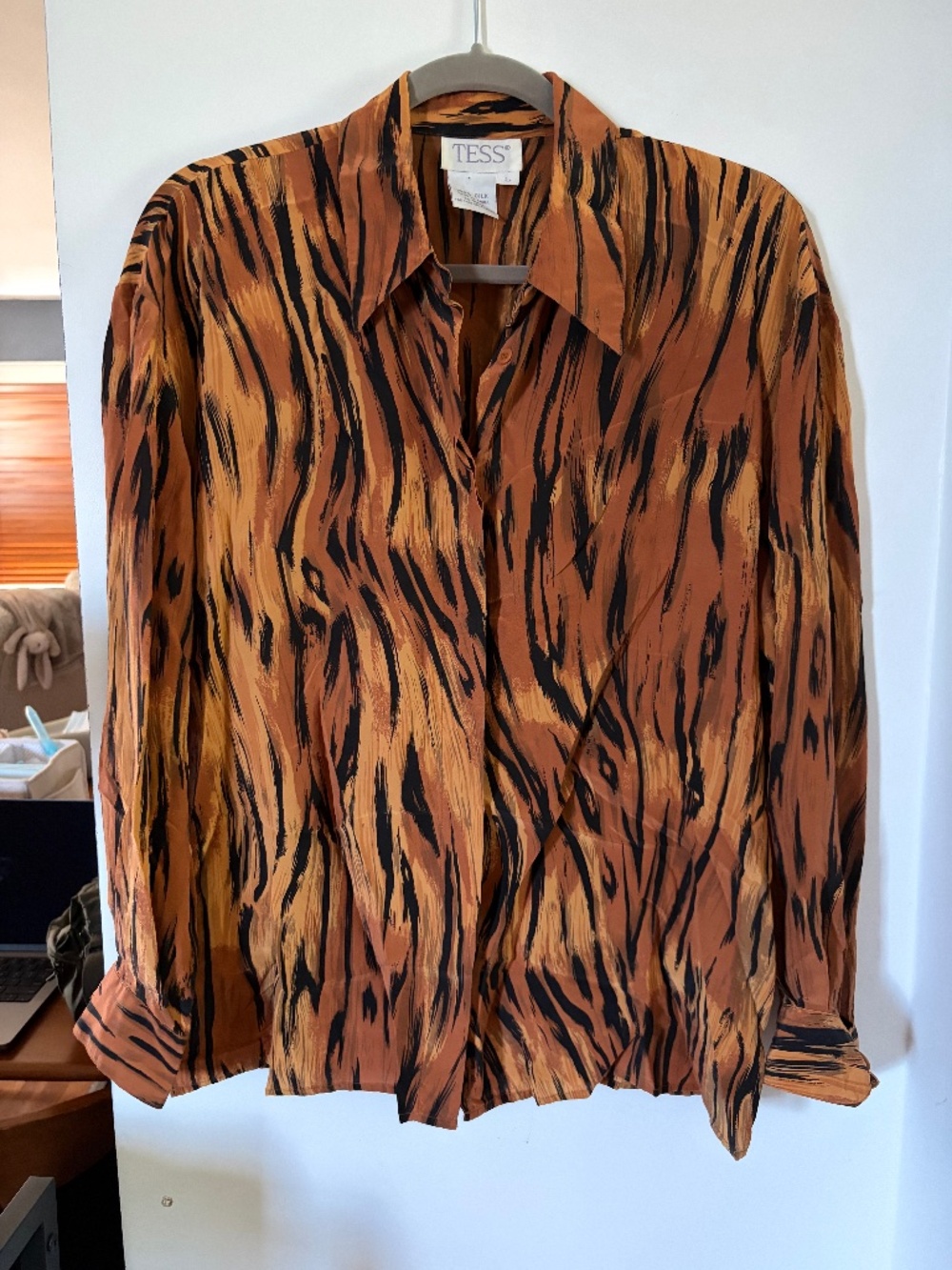 Vintage Silk Tiger Print Blouse